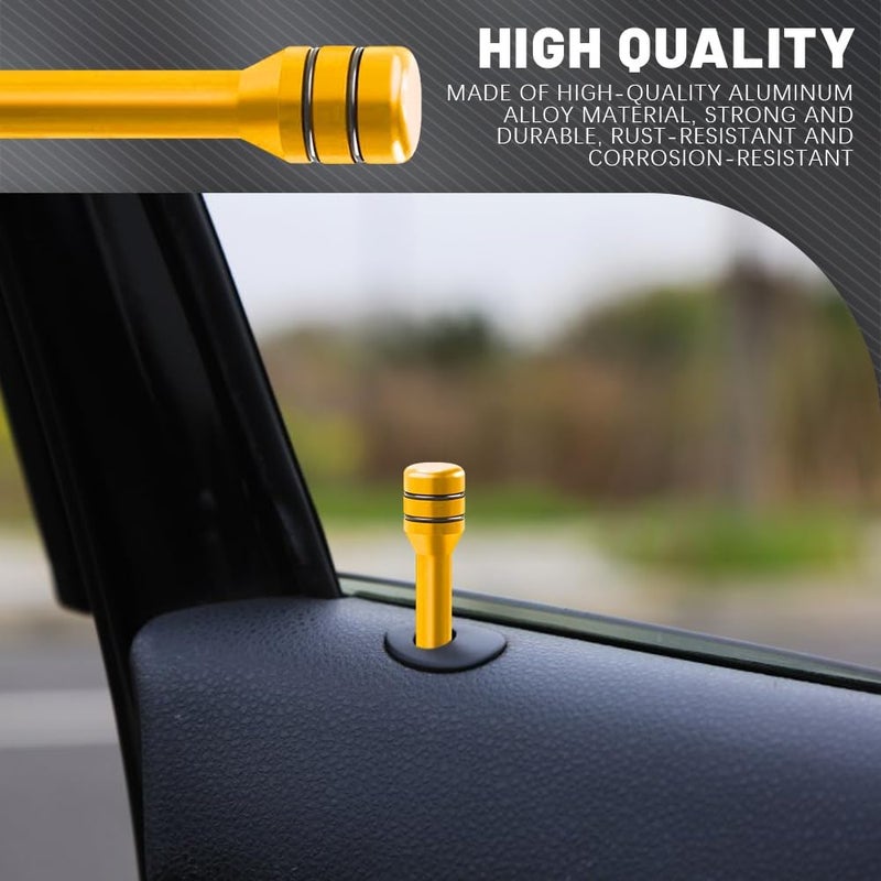 HEVLE 4PCS Car Door Lock Knobs, Vehicle Door Lift Bolt, Aluminum Alloy Doors Lock Cover Decor, 0.47" x 1.93" Automotive Door Lock Switches, Universal Car Accessories Safety Door Lock Pin (Gold) - Image 3